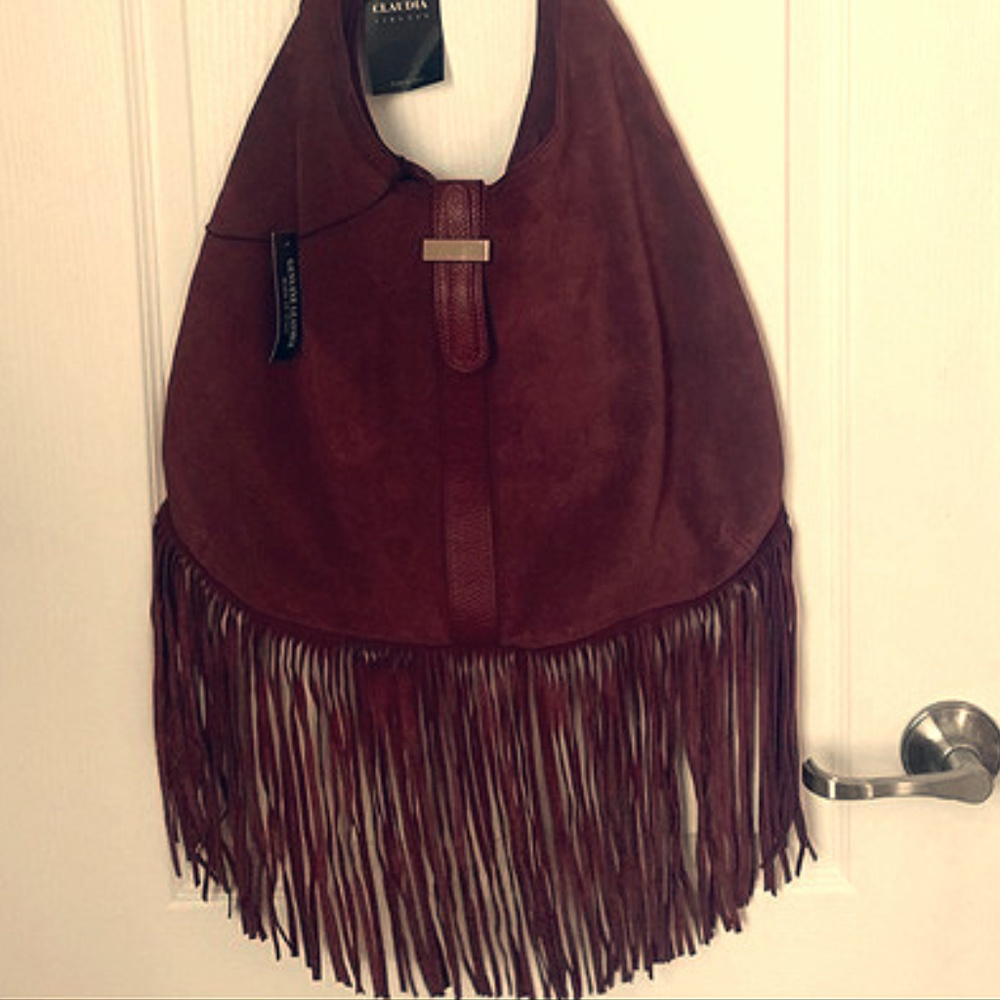 Suede Fringe Hobo Bag Purse Large Haute Couture ~~